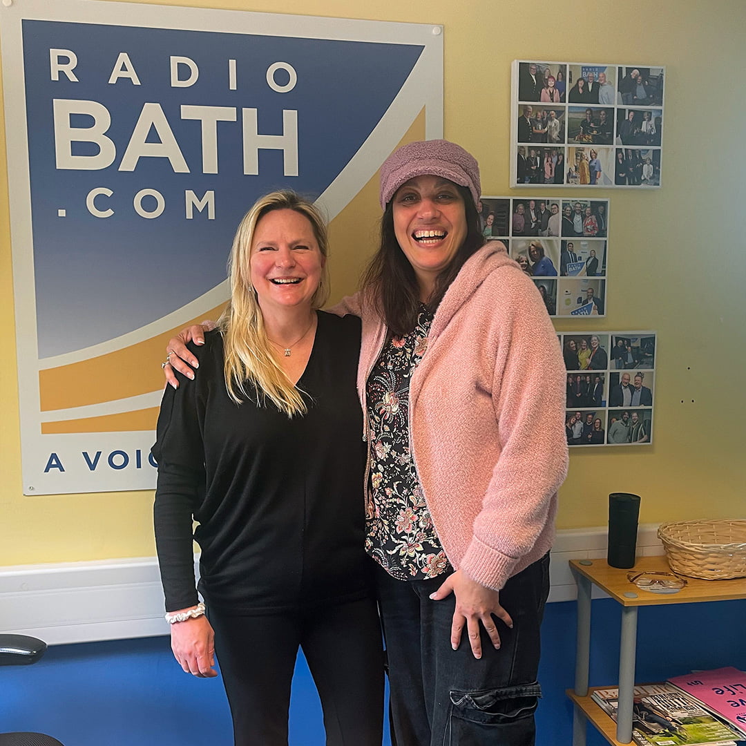 Pippa with Nikki Heal for an interview on Radio Bath in April 2024